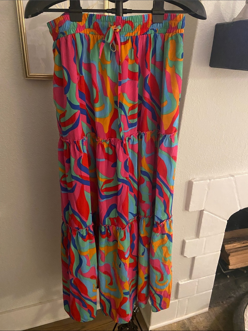Source Unknown Bright Multicolor Tiered Maxi Skirt